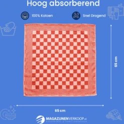 Theedoeken - Horeca Kwaliteit - Katoenenen Theedoeken Set - 12 X - Rood Wit - Ophang Lus -Merkloos Verkoopwinkel 1200x1200 748