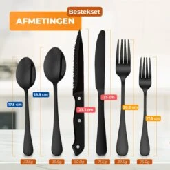 Strex Bestekset 6 Persoons - Zwart - 36-delig - Roestvrij Staal - Lepels, Messen, Vorken En Steakmessen - Hoogwaardige Kwaliteit -Merkloos Verkoopwinkel 1200x1200 8