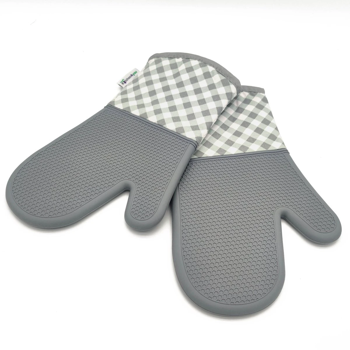 Kitchen4you Ovenwanten - Hoge Kwaliteit - Ovenhandschoenen - Grijs - Siliconen - Katoen 8 Kitchen4you Ovenwanten - Hoge Kwaliteit - Ovenhandschoenen - Grijs - Siliconen - Katoen - Afbeelding 8