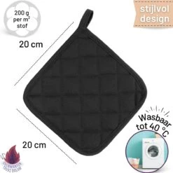 TAVAS Mooi Zwart Pannenlappen 2 Stuks Hittebestendige Pannenlapset Katoen, Thermolite Tot 220°C -Merkloos Verkoopwinkel 1200x1200 860