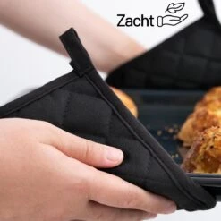 TAVAS Mooi Zwart Pannenlappen 2 Stuks Hittebestendige Pannenlapset Katoen, Thermolite Tot 220°C -Merkloos Verkoopwinkel 1200x1200 861