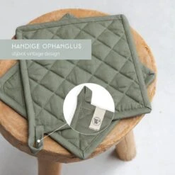 Walra Kookset Cook With A Smile - Set Van 2 Pannenlappen En 1 Ovenwant - 100% Katoen - Legergroen 6 Walra Kookset Cook With A Smile - Set Van 2 Pannenlappen En 1 Ovenwant - 100% Katoen - Legergroen -Merkloos Verkoopwinkel 1200x1200 869