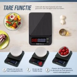 REVALL Digitale Precisie Keukenweegschaal - 0,5g Tot 3kg - Inclusief Batterijen - Zwart -Merkloos Verkoopwinkel 1200x1200 971