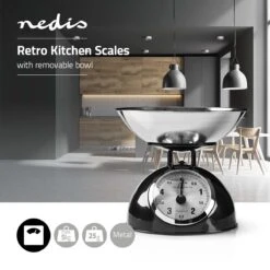 Nedis Keukenweegschaal - Analoog - Roestvrij Staal - Verwijderbare Kom - Zwart -Merkloos Verkoopwinkel 1200x1200 973