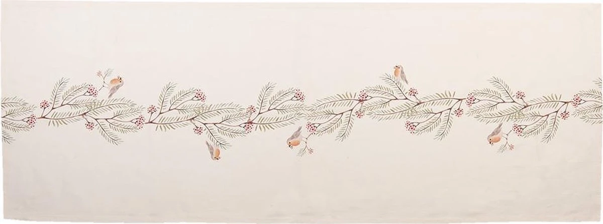 Clayre & Eef Tafelloper 50x140 Cm Beige Groen Katoen Rechthoek Vogel Tafelkleed Loper Tafeltextiel 2 Clayre & Eef Tafelloper 50x140 Cm Beige Groen Katoen Rechthoek Vogel Tafelkleed Loper Tafeltextiel - Afbeelding 2