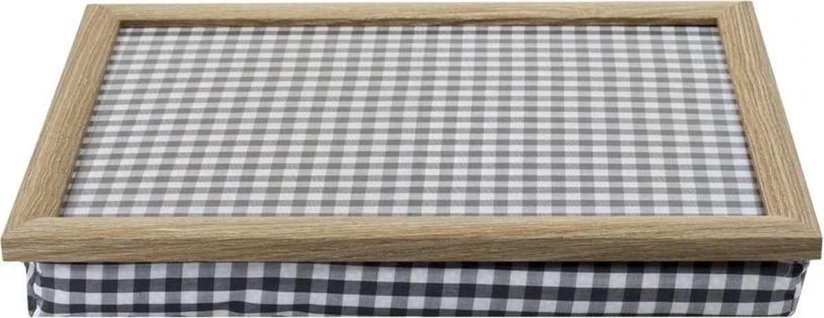 Mars & More Laptray - Schootkussen - Ruitjes Grijs/wit 2 Mars & More Laptray - Schootkussen - Ruitjes Grijs/wit - Afbeelding 2
