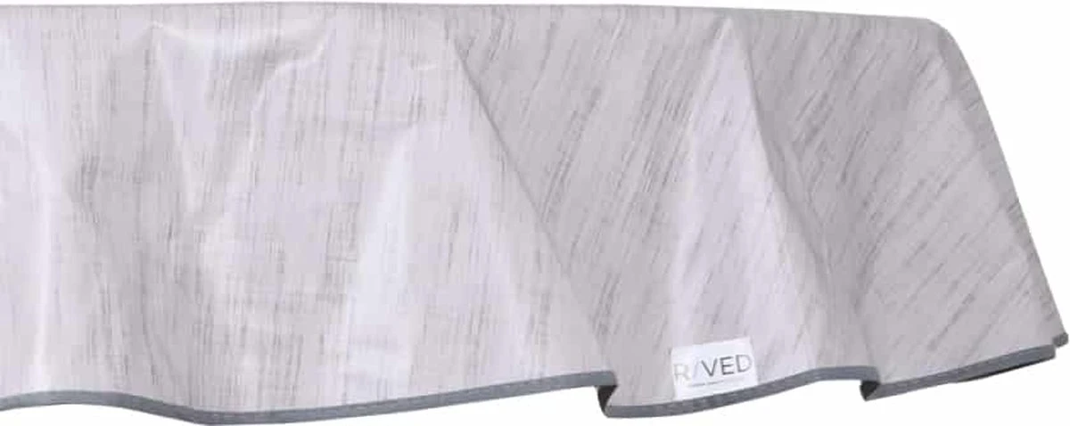 Raved Rond Tafelzeil - Linnen Look 160 Cm ø - Grijs - PVC - Afwasbaar 3 Raved Rond Tafelzeil - Linnen Look 160 Cm ø - Grijs - PVC - Afwasbaar - Afbeelding 3