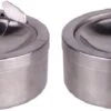 HI 2x Ronde Tuin/terras Asbak Met Klep 11 Cm RVS - Tuimelasbak - Buiten Asbakken