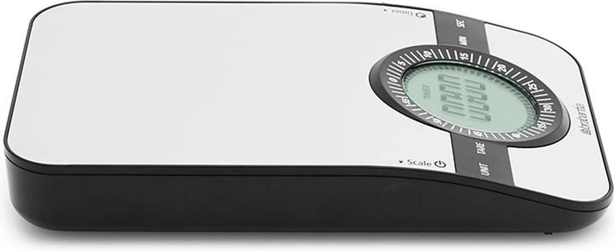 Brabantia Profile Keukenweegschaal - Rechthoekig - Met Kookwekker - RVS 2 Brabantia Profile Keukenweegschaal - Rechthoekig - Met Kookwekker - RVS - Afbeelding 2
