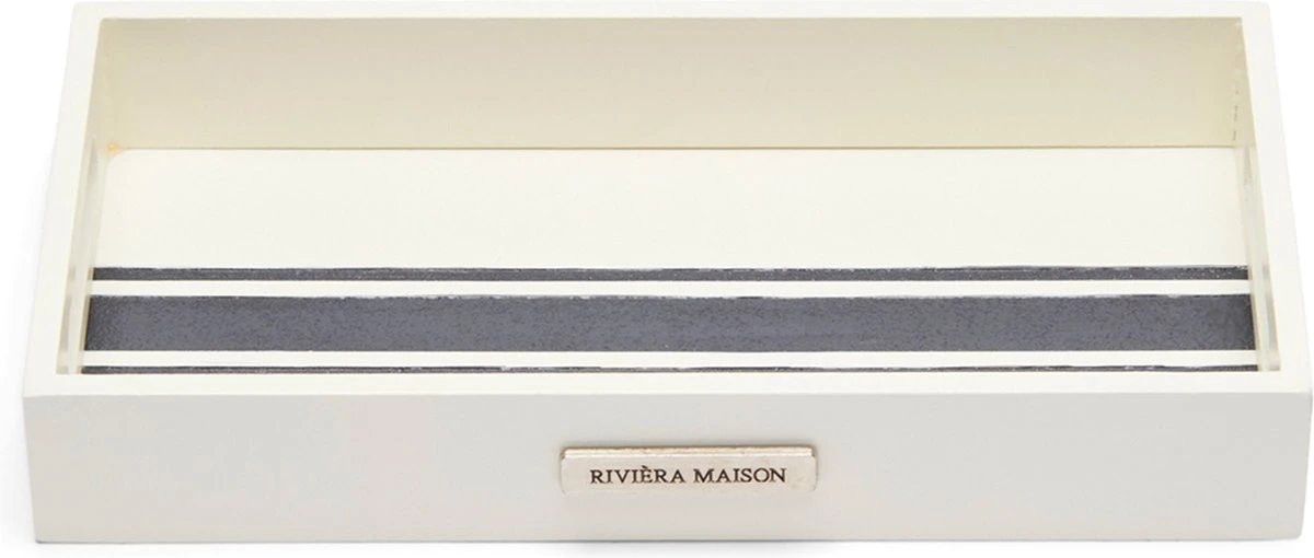 Riviera Maison Dienblad Rechthoek, Serveerblad Koffie - En Thee - Shoreline Mini Tray - Wit - MDF 1 Riviera Maison Dienblad Rechthoek, Serveerblad Koffie - En Thee - Shoreline Mini Tray - Wit - MDF