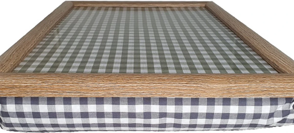 Mars & More Laptray - Schootkussen - Ruitjes Grijs/wit 4 Mars & More Laptray - Schootkussen - Ruitjes Grijs/wit - Afbeelding 4