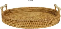 QUVIO Dienblad Met Handvaten - Schaal - Decoratieve Dienbladen - Presenteerblad - Sierschaal - Serveerschaal - Woonaccessoires - Rond - Diameter Van 28 Cm - Rotan - Lichtbruin -Merkloos Verkoopwinkel 1200x572 1