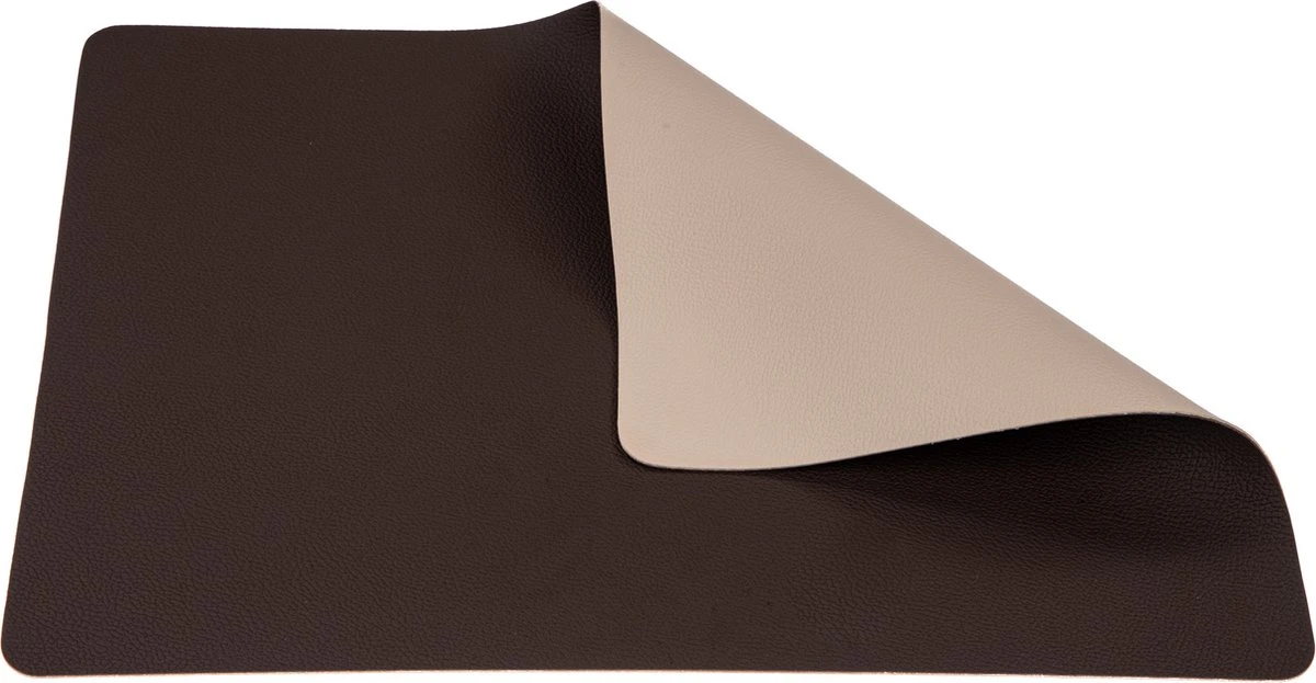 Jay Hill Placemats - Vegan Leer - Bruin / Zand - Dubbelzijdig - 46 X 33 Cm - 6 Stuks 1 Jay Hill Placemats - Vegan Leer - Bruin / Zand - Dubbelzijdig - 46 X 33 Cm - 6 Stuks