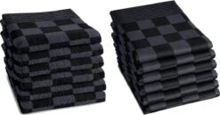 DDDDD Keukenset Antraciet - 6x Keukendoek 55x50 Cm + 6x Theedoek 65x65 Cm - Barbeque