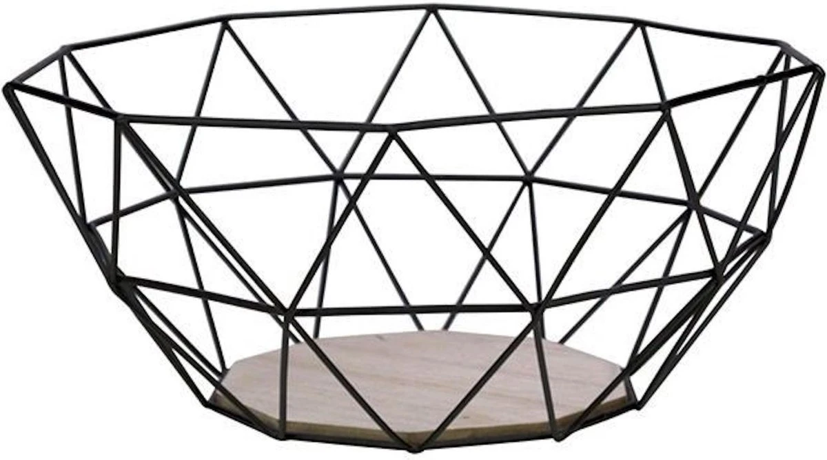 Gusta Fruitmand - Metaal - Hout - 26x25x12 Cm 1 Gusta Fruitmand - Metaal - Hout - 26x25x12 Cm