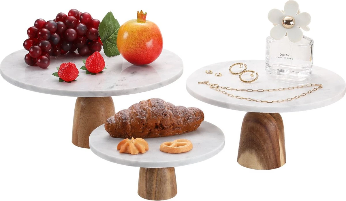 Marmeren Taart Plateau Cake Stand 100% Natuurlijke Marmer - Ø 30 Cm 2 Marmeren Taart Plateau Cake Stand 100% Natuurlijke Marmer - Ø 30 Cm - Afbeelding 2