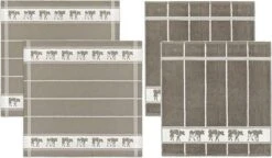 DDDDD Combiset 2 Theedoeken & 2 Keukendoeken Zw/bon Taupe