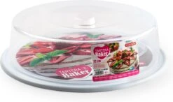 Witte Ronde Taart Bewaardoos 32 X 9,5 Cm - Keukenbenodigdheden - Taart Bewaarbak - Taarten/vlaaien Serveren/bewaren In Doos