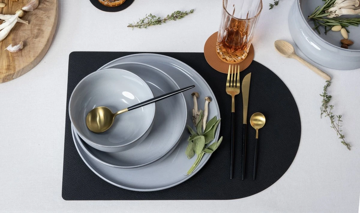 Jay Hill Placemats - Vegan Leer - Zwart - Bread - 44 X 30 Cm - 6 Stuks 3 Jay Hill Placemats - Vegan Leer - Zwart - Bread - 44 X 30 Cm - 6 Stuks - Afbeelding 3