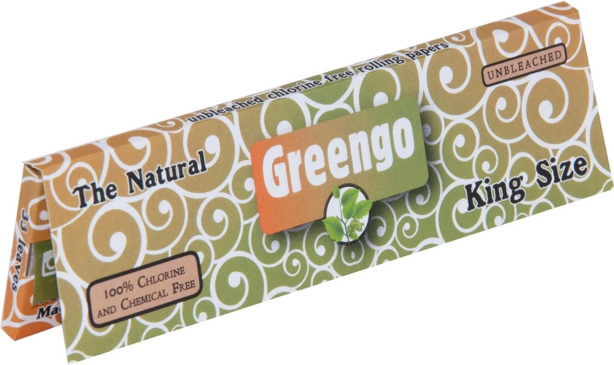 Greengo - Greengo Unbleached King Size Regular - Lange Vloei - Doos 50 Stuks 2 Greengo - Greengo Unbleached King Size Regular - Lange Vloei - Doos 50 Stuks - Afbeelding 2