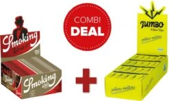 Combideal Vloei & Tips Smoking Gold King Size Box 50 + Jumbo Yellow Mellow Box 100