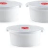 3x Stuks Magnetron Voedsel Opwarmen Potjes/bakjes 3 Liter Met Speciale Deksel - 25 X 23 X 10 Cm