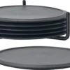 Onderzetters (6) Zone Denmark - Zwart - Met Houder - "Safe Landing"
