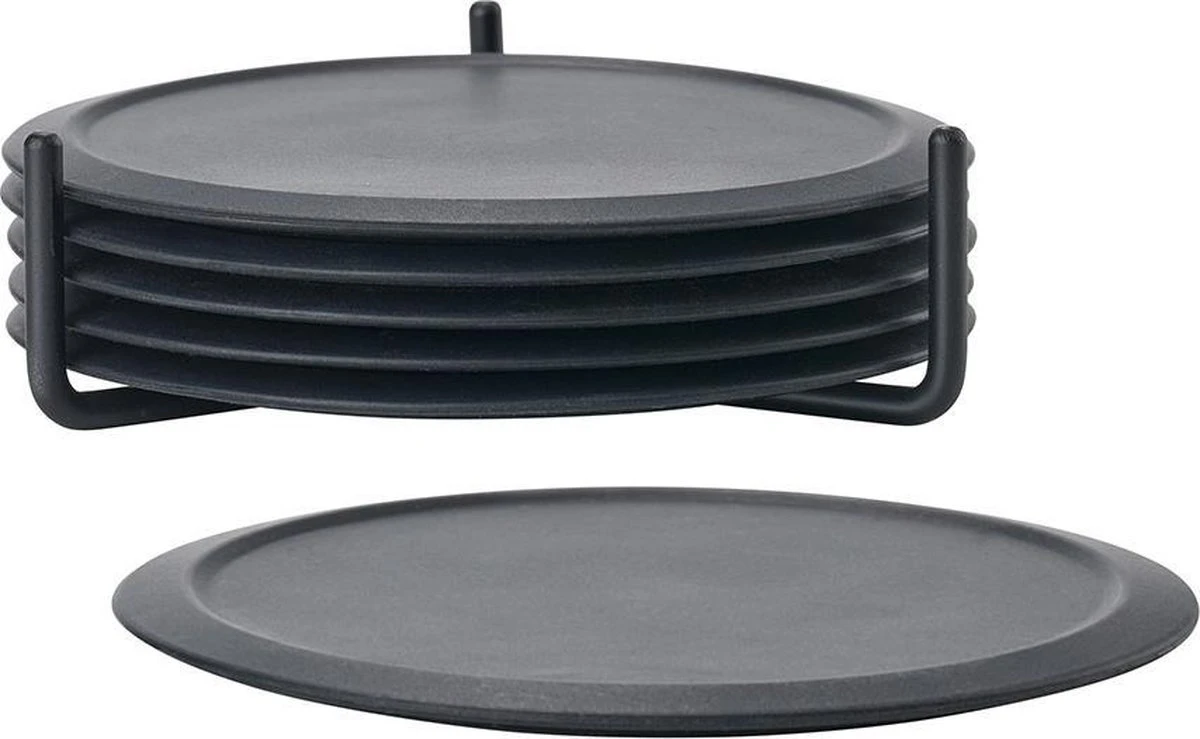 Onderzetters (6) Zone Denmark - Zwart - Met Houder - "Safe Landing" 1 Onderzetters (6) Zone Denmark - Zwart - Met Houder - "Safe Landing"