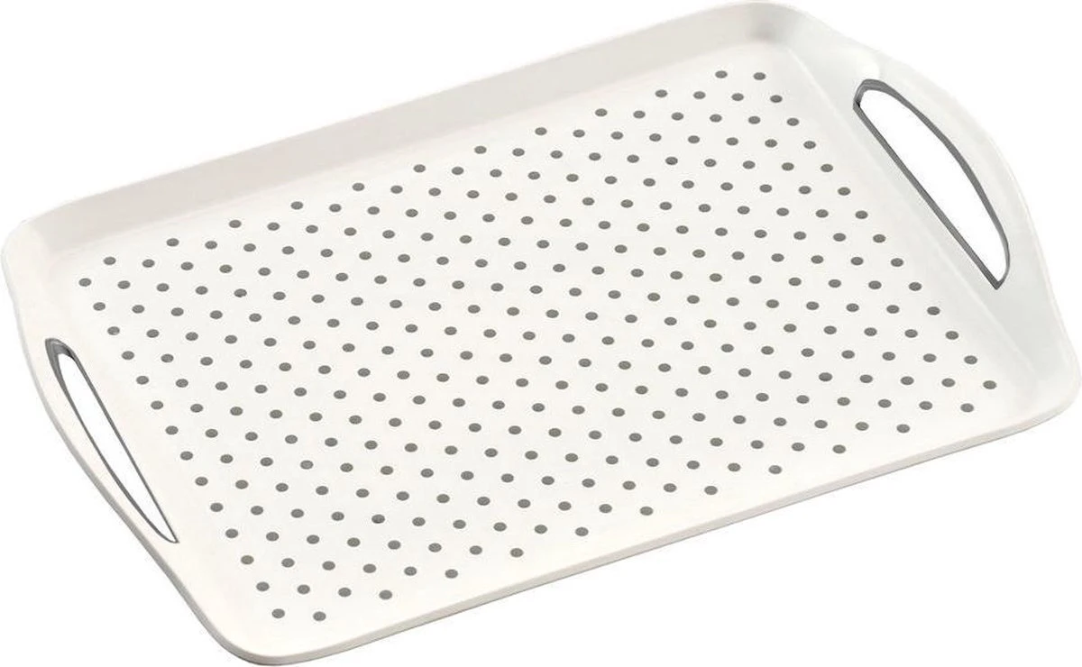 Dienblad Rechthoekig - Anti-slip Dienblad - Diep Dienblad Met Antislip - Met Handvatten - 45.5 X 32 X 4.5 Cm - Kleur: Wit 4 Dienblad Rechthoekig - Anti-slip Dienblad - Diep Dienblad Met Antislip - Met Handvatten - 45.5 X 32 X 4.5 Cm - Kleur: Wit - Afbeelding 4