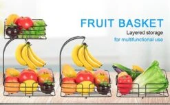 SensaHome - Fruitmand Met Bananenhouder - Vierkant 2-Laags Zwart - Fruitschaal - Etagere - Metaal - Industrial - Modern -Merkloos Verkoopwinkel 1200x742 7