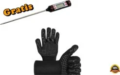 BBQ Ovenwanten- Met Gratis Vleesthermometer– Hittebestendige Handschoenen - Ovenhandschoenen - Barbecue Handschoen – Grill & Oven Want – Koken Accessoires - Vuurkorf En Openhaard - Gloves - Barbeque Keukenaccessoires -Zwart – 2 Stuks -Merkloos Verkoopwinkel 1200x755