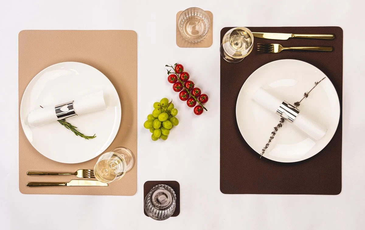 Jay Hill Placemats - Vegan Leer - Bruin / Zand - Dubbelzijdig - 46 X 33 Cm - 6 Stuks 8 Jay Hill Placemats - Vegan Leer - Bruin / Zand - Dubbelzijdig - 46 X 33 Cm - 6 Stuks - Afbeelding 8