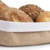 1x Jute Brood Serveer Mandjes 26 X 18 Cm - Zeller - Keukenbenodigdheden - Tafel Dekken - Ontbijten/Brunchen/Lunchen - Broodjes/bolletjes Serveren - Broodmanden