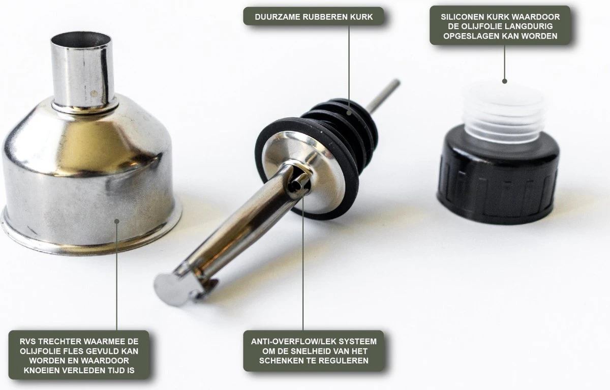 Olijfolie Fles – Olijfolie/ Azijn – 500 ML – Glazen Oliefles – Luxe Olie Fles - Navulbaar – Inclusief Schenktuit, Trechter En Dop Met Kurk – Olijfolie Set – Olijfolie Sprayer Inclusief Accessoires – 100 ML – Olijfolie Verstuiver Voor Keuken Of BBQ 4 Olijfolie Fles – Olijfolie/ Azijn – 500 ML – Glazen Oliefles – Luxe Olie Fles - Navulbaar – Inclusief Schenktuit, Trechter En Dop Met Kurk – Olijfolie Set – Olijfolie Sprayer Inclusief Accessoires – 100 ML – Olijfolie Verstuiver Voor Keuken Of BBQ - Afbeelding 4