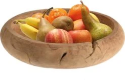 Fruitschaal Teak Hout 30 Cm - Decoratieve Schalen Voor Groente En Fruit