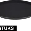 Merkloos 2x Zwarte Horeca Dienbladen Met Anti-slip Laag Rond 35 Cm - Dienbladen