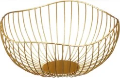 Metalen Fruitmand/fruitschaal Goud Rond 25 X 12 Cm - Fruitschalen/fruitmanden - Draadmand