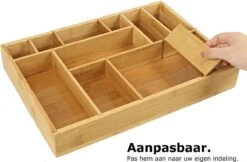 Merkloos Decopatent® Bestekbak - Lade Organizer - Besteklade - Bamboe - Hout - Bestek Bak Organizer Houder Voor Keukenla - Bestekcassette