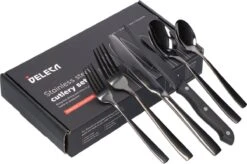 Deleca 6 Persoons Bestekset (36-delig) - Lepels, Messen, Vorken & Steakmessen - Vaatwasserbestendig - Zwart / RVS -Merkloos Verkoopwinkel 1200x796