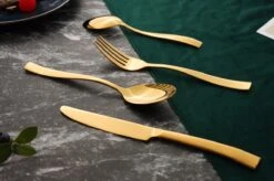 Bestekset - Bestek Goud -24 Delig-Zwitsers Kwaliteit-Complete Set-100% Roestvrijstaal-Gold 24k-Goud 24K -Merkloos Verkoopwinkel 1200x799 11