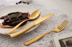 Bestekset - Bestek Goud Gehamerd -24 Delig-Zwitsers Kwaliteit-Complete Set-100% Roestvrijstaal-Gehamerd Gold 24k-Goud 24K -Merkloos Verkoopwinkel 1200x799 41
