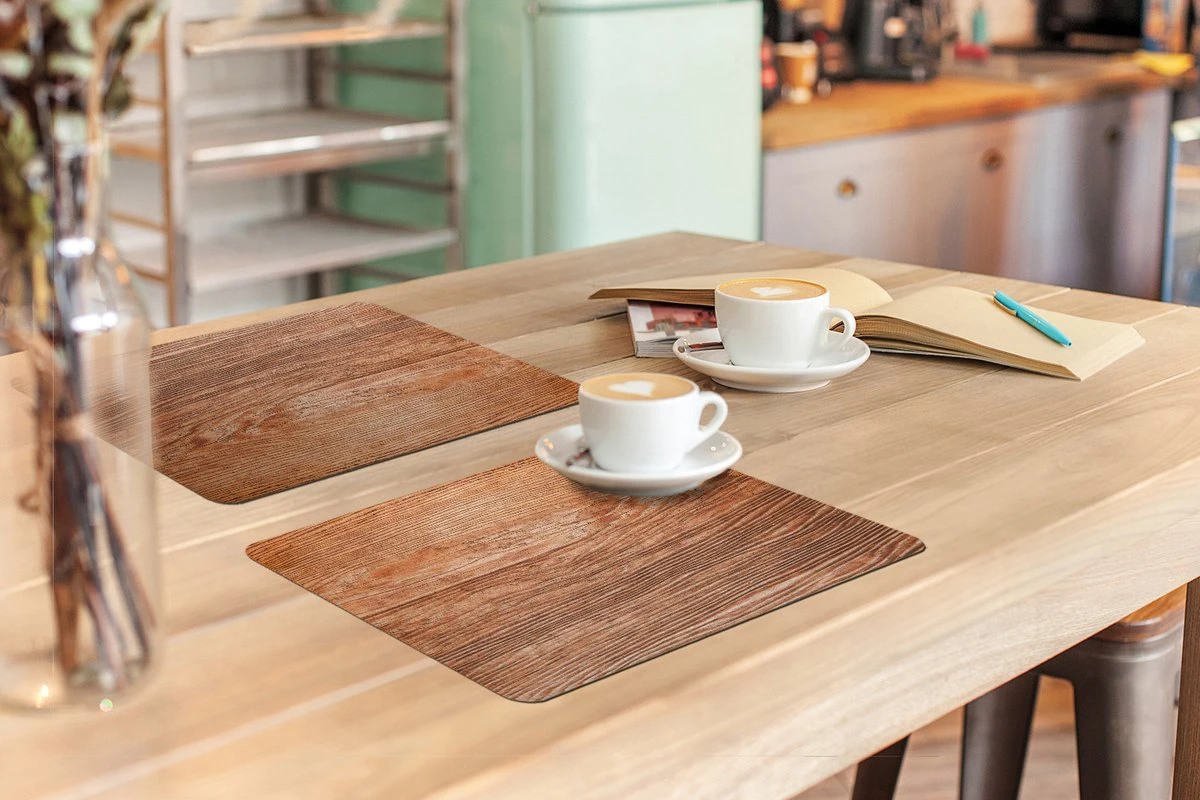 Placemat - Placemats Kunststof - De Hout Structuur Van Een Plank - 45x30 Cm - 6 Stuks - Hittebestendig - Anti-Slip - Onderlegger - Afneembaar 7 Placemat - Placemats Kunststof - De Hout Structuur Van Een Plank - 45x30 Cm - 6 Stuks - Hittebestendig - Anti-Slip - Onderlegger - Afneembaar - Afbeelding 7