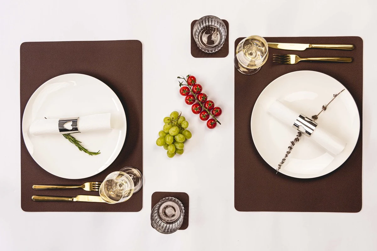 Jay Hill Placemats - Vegan Leer - Bruin / Zand - Dubbelzijdig - 46 X 33 Cm - 6 Stuks 6 Jay Hill Placemats - Vegan Leer - Bruin / Zand - Dubbelzijdig - 46 X 33 Cm - 6 Stuks - Afbeelding 6