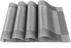 Vitamo™ Duurzame Placemats 4 Stuks - Hittebestendig - Makkelijk Schoon - Fijngeweven PVC - 30 X 45cm - Metallic Grijs -Merkloos Verkoopwinkel 1200x800 131