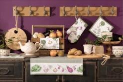 Clayre & Eef Keukenschort 70x85 Cm Beige Groen Katoen Groentes BBQ Schort Cadeau Voor Haar Kookschort -Merkloos Verkoopwinkel 1200x800 33