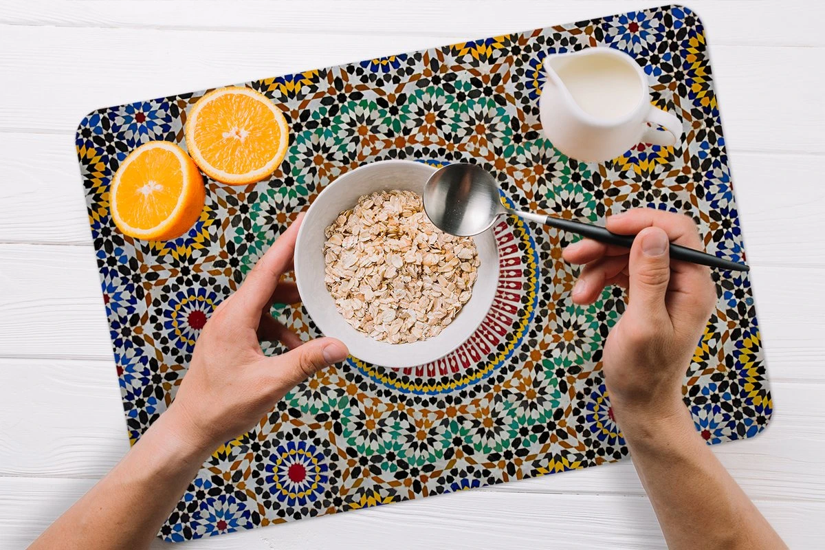 Placemat - Placemats Kunststof - Een Bovenaanzicht Van Marokkaans Mozaïek - 45x30 Cm - 6 Stuks - Hittebestendig - Anti-Slip - Onderlegger - Afneembaar 7 Placemat - Placemats Kunststof - Een Bovenaanzicht Van Marokkaans Mozaïek - 45x30 Cm - 6 Stuks - Hittebestendig - Anti-Slip - Onderlegger - Afneembaar - Afbeelding 7