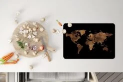 Placemat - Placemats Kunststof - Wereldkaart - Bruin - Zwart - 45x30 Cm - 6 Stuks - Hittebestendig - Anti-Slip - Onderlegger - Afneembaar -Merkloos Verkoopwinkel 1200x800 94
