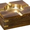 Terras Asbak Vierkant Metaal/hout 10 X 4 Cm Goud - Buiten Asbakken