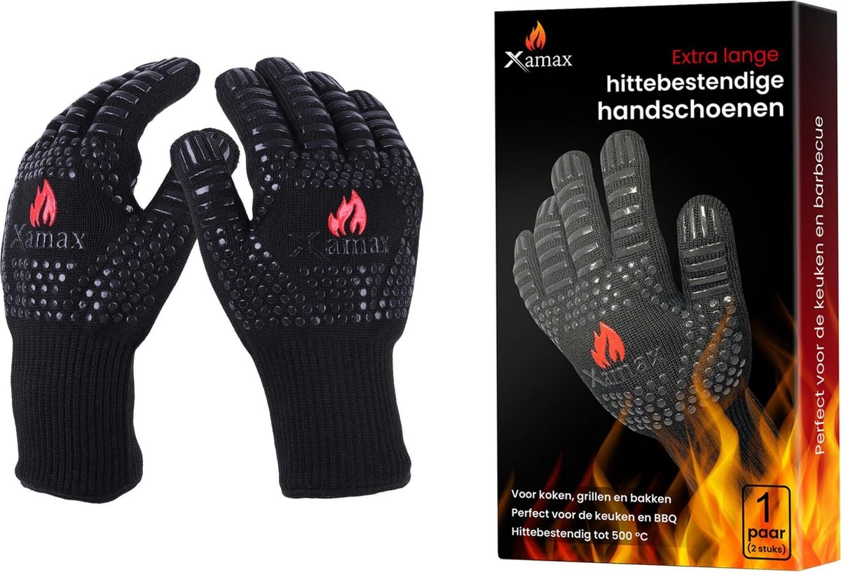 Xamax BBQ Handschoenen - Ovenwanten - Hittebestendige Handschoen - Bbq Accessoires - Tot 500°C - Ovenhandschoenen - 2 Stuks 10 Xamax BBQ Handschoenen - Ovenwanten - Hittebestendige Handschoen - Bbq Accessoires - Tot 500°C - Ovenhandschoenen - 2 Stuks - Afbeelding 10