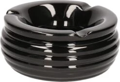 1x Terras Asbakken/stormasbakken Zwart 15 Cm Keramiek - Buiten/terras Asbakken - Tuin Artikelen - Rookwaren Toebehoren/rokersbenodigdheden/tabak Accessoires - Cadeau Voor De Roker